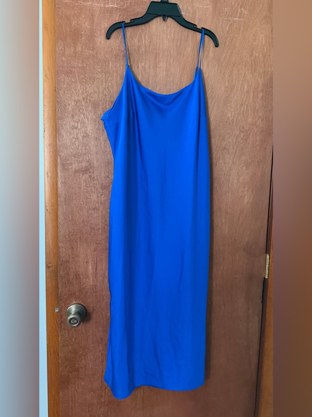 Express Electric/Cobalt Blue Midi/Maxi Slip Dress with Spaghetti Straps [NEW]